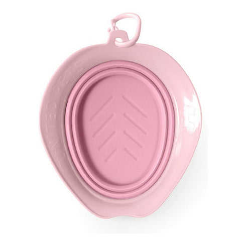 Bebedero United Pets Leaf Portátil Rosa